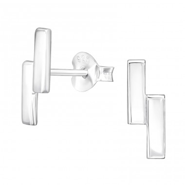 Bar - 925 Sterling Silver Plain Ear Studs A4S41326