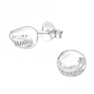 Shark head - 925 Sterling Silver Plain Ear Studs A4S41327