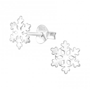 Snowflake - 925 Sterling Silver Plain Ear Studs A4S41524