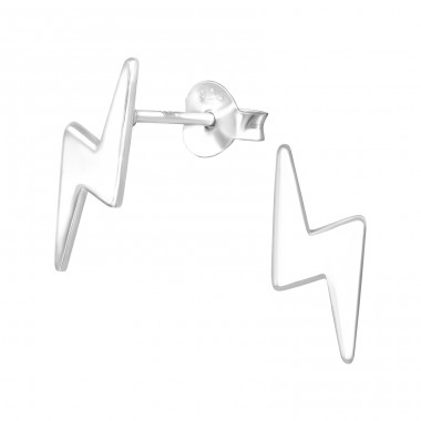 Lightning Bolt - 925 Sterling Silver Plain Ear Studs A4S41840