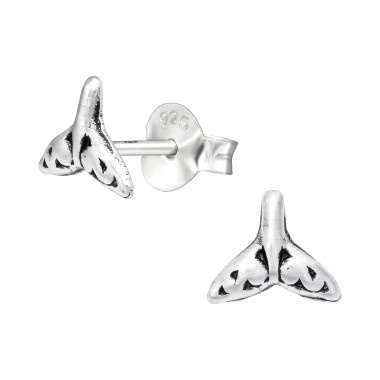 Whale's Tail - 925 Sterling Silver Ear Studs without stones A4S42023