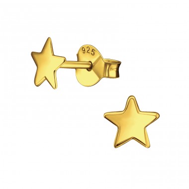 Star - 925 Sterling Silver Plain Ear Studs A4S42119