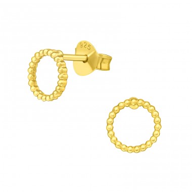 Golden mini balls in Circle - 925 Sterling Silver Plain Ear Studs A4S42151