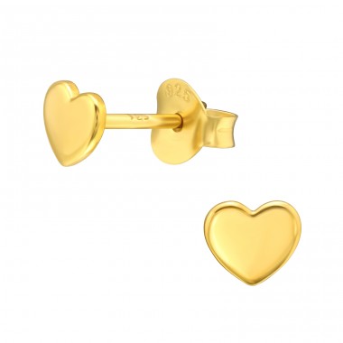 Golden Heart - 925 Sterling Silver Plain Ear Studs A4S42159