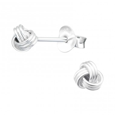 5mm Knot - 925 Sterling Silver Plain Ear Studs A4S42168