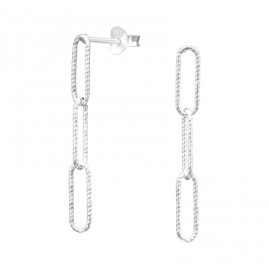 Chain Links - 925 Sterling Silver Plain Ear Studs A4S42407