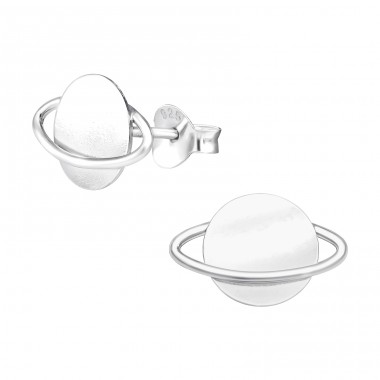 Saturn Planet - 925 Sterling Silver Plain Ear Studs A4S42497