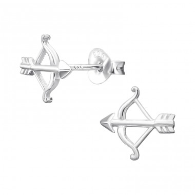 Bow And Arrow - 925 Sterling Silver Plain Ear Studs A4S44028