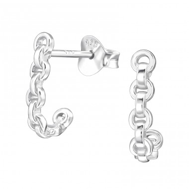 Chain - 925 Sterling Silver Plain Ear Studs A4S44214