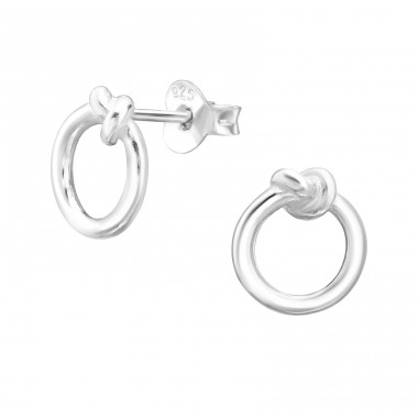 Circle Knot - 925 Sterling Silver Plain Ear Studs A4S44220