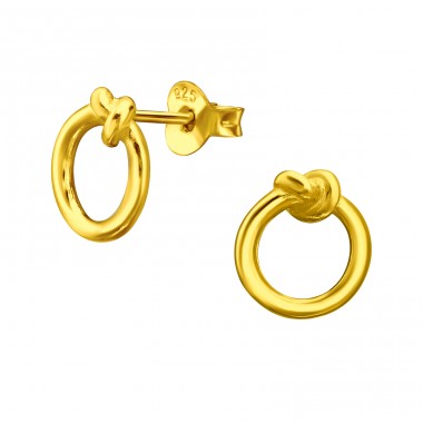 Golden Circle Knot - 925 Sterling Silver Plain Ear Studs A4S44221