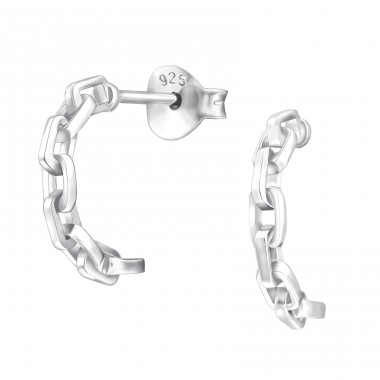 Chain - 925 Sterling Silver Plain Ear Studs A4S44244