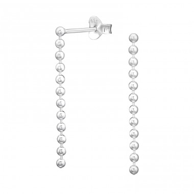 Ball Chain - 925 Sterling Silver Plain Ear Studs A4S44552