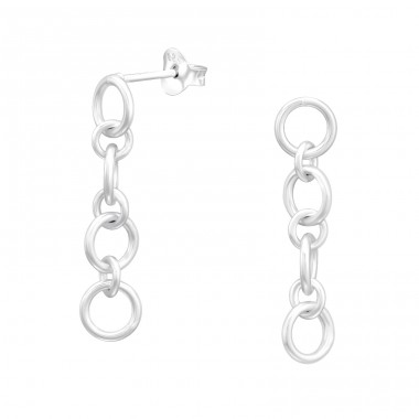 Chain Links - 925 Sterling Silver Plain Ear Studs A4S44556