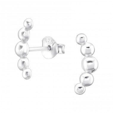 Five bubbles in line - 925 Sterling Silver Plain Ear Studs A4S44635