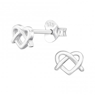 German Pretzel - 925 Sterling Silver Plain Ear Studs A4S44662