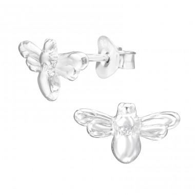 Bee - 925 Sterling Silver Plain Ear Studs A4S44710