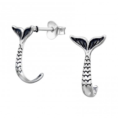 Whale's Tail - 925 Sterling Silver Plain Ear Studs A4S44887