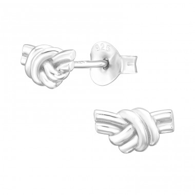 Knot - 925 Sterling Silver Plain Ear Studs A4S44974