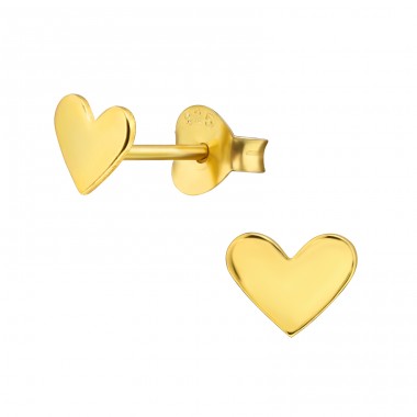 Golden Heart - 925 Sterling Silver Plain Ear Studs A4S45052