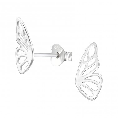 Butterfly wings - 925 Sterling Silver Plain Ear Studs A4S45324