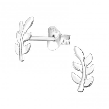 Leaf - 925 Sterling Silver Plain Ear Studs A4S45858