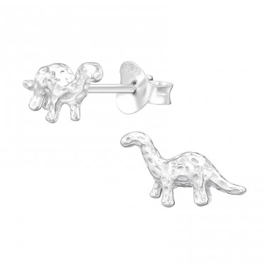 Diplodocus Dinosaur - 925 Sterling Silver Plain Ear Studs A4S45965