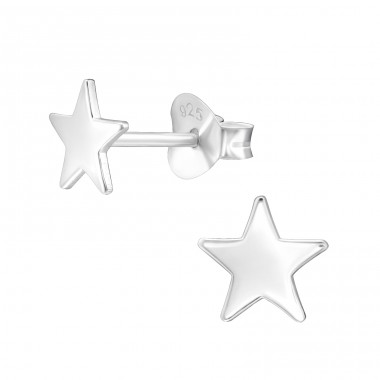 Star - 925 Sterling Silver Plain Ear Studs A4S46175