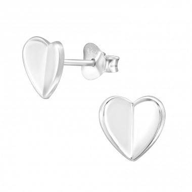 Folded Heart - 925 Sterling Silver Plain Ear Studs A4S46187