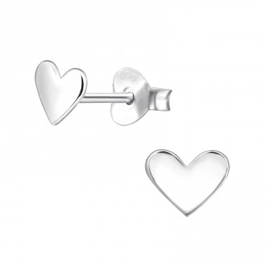 Heart - 925 Sterling Silver Plain Ear Studs A4S46676