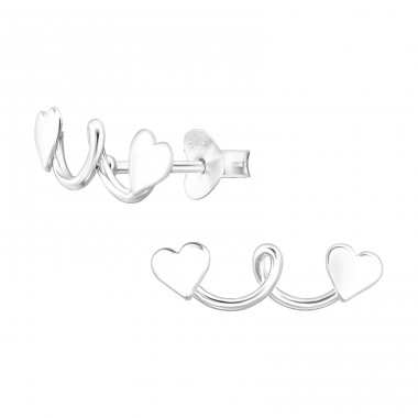 Hearts - 925 Sterling Silver Plain Ear Studs A4S46903