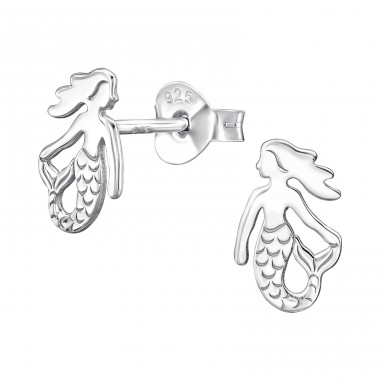 Mermaid - 925 Sterling Silver Plain Ear Studs A4S46937