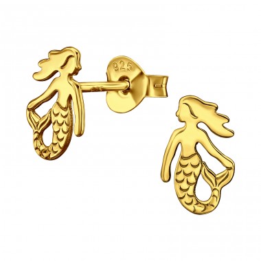 Mermaid - 925 Sterling Silver Plain Ear Studs A4S46938