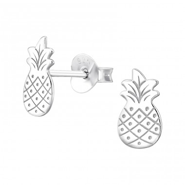 Silberne  Ananas - 925Er Silber Glatte Ohrstecker A4S46941