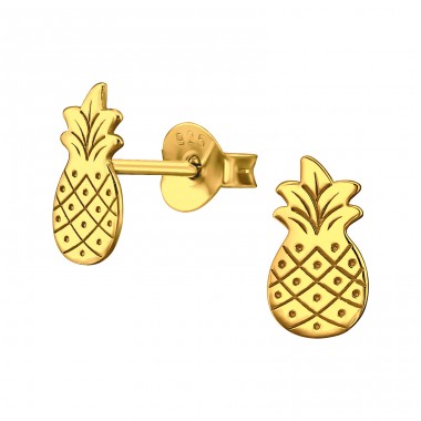 Ananas - 925er Silber Glatte Ohrstecker A4S46942