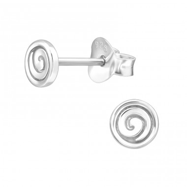 Spiral - 925er Silber Glatte Ohrstecker A4S47055