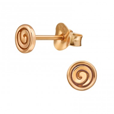 Rosegold Spiral - 925 Sterling Silver Plain Ear Studs A4S47056