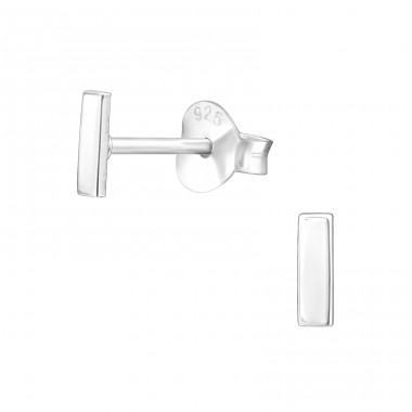 Silever Bar - 925 Sterling Silver Plain Ear Studs A4S47099