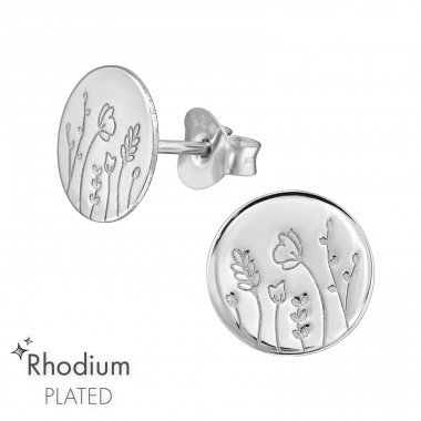 Flower - 925 Sterling Silver Plain Ear Studs A4S47414