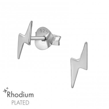 Blitz Rhodiniert  - 925Er Silber Glatte Ohrstecker A4S47416