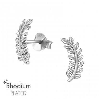 Leaves - 925 Sterling Silver Plain Ear Studs A4S47424