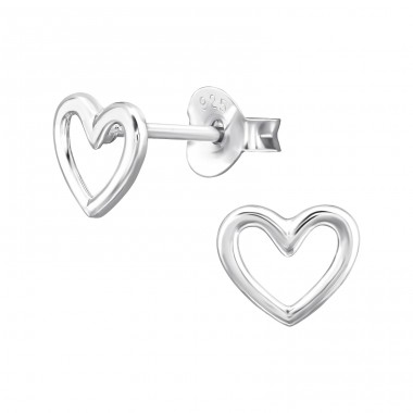 Heart - 925 Sterling Silver Plain Ear Studs A4S47542