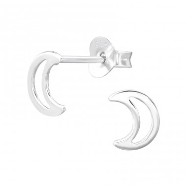 Silver Moon - 925 Sterling Silver Plain Ear Studs A4S47544