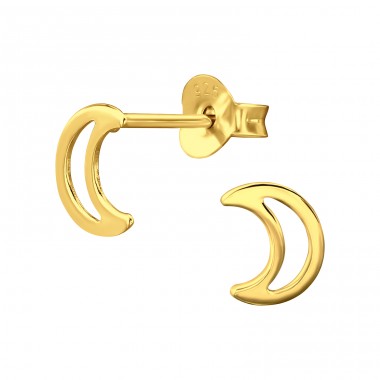 Golden Moon - 925 Sterling Silver Plain Ear Studs A4S47545