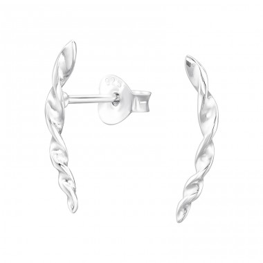 Twisted - 925 Sterling Silver Plain Ear Studs A4S47659