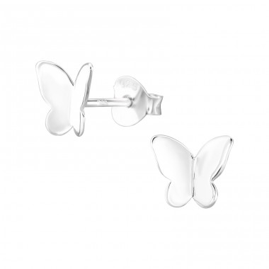 Butterfly - 925 Sterling Silver Plain Ear Studs A4S47996