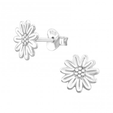 Sonnenblume - 925er Silber Glatte Ohrstecker A4S48144