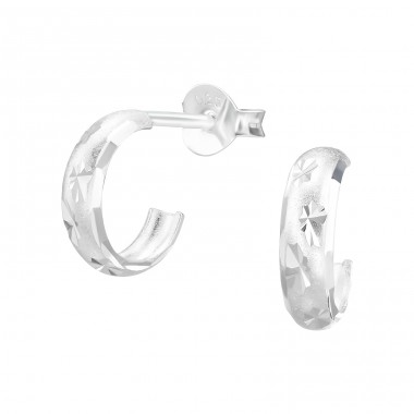 9mm Half hoop - 925 Sterling Silver Plain Ear Studs A4S48244