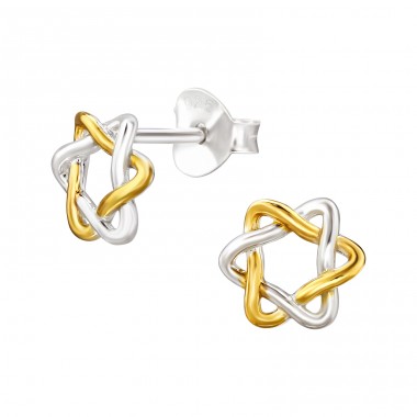 Star Of David - 925 Sterling Silver Plain Ear Studs A4S48340