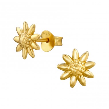 Sunflower - 925 Sterling Silver Plain Ear Studs A4S48364